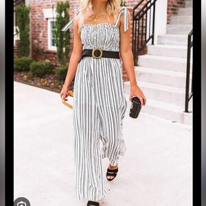 Striped Black and White Jumpsuit